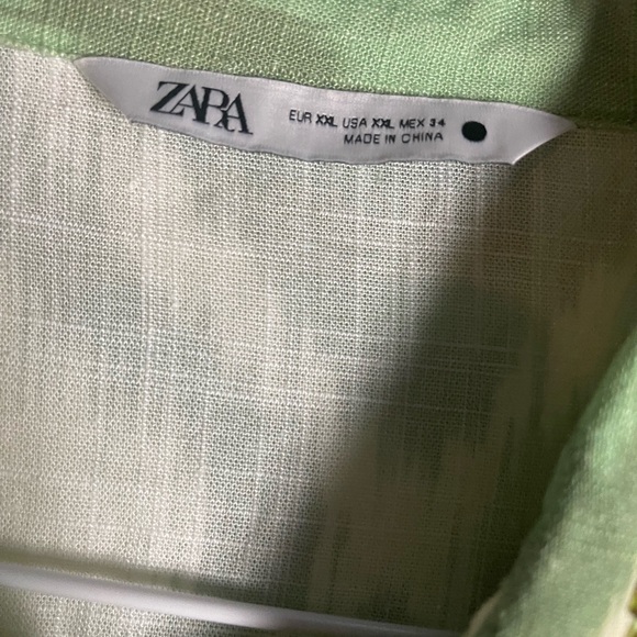 Zara Green and White Beaded Collar Blouse - Picture 6 of 8